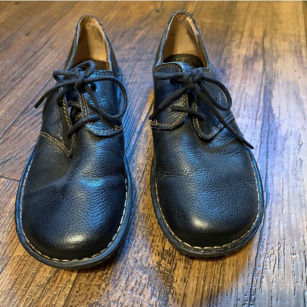 Bolo Cake 13 Black Leather Round Toe Lace Up Oxford Size 10 - Picture 2 of 7